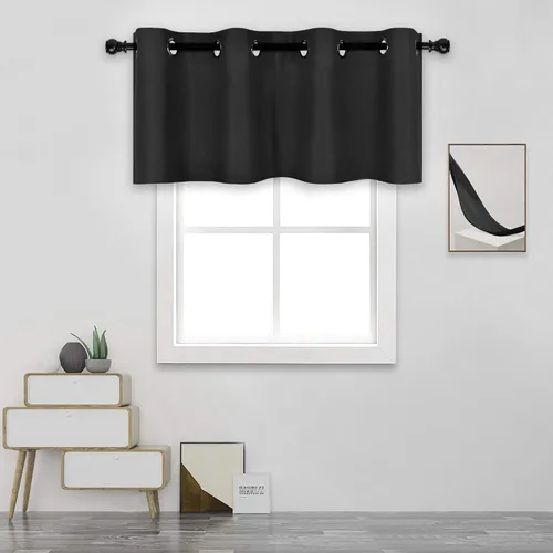 Vista 48 de DECOVSUN Cenefa de cortina opaca amarilla brillante para ventanas de cocina, cenefa opaca con ojales para dormitorio, cenefa corta y recta para sala