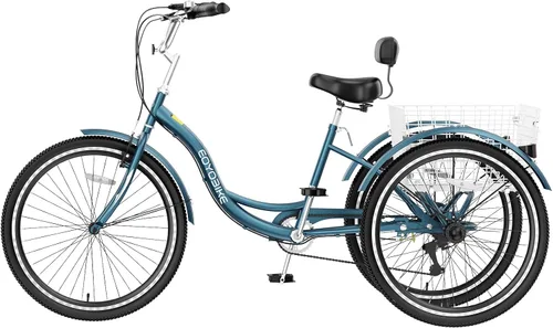 Vista 9 de MOPHOTO Triciclos para adultos, tres ruedas, bicicleta de crucero de 7 velocidades, triciclos para adultos de 20/24/26 pulgadas, ruedas bajas