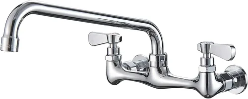 Vista 13 de modelo 4353 - Grifo de montaje en pared, grifo de cocina con boquilla giratoria de 8 pulgadas, cuello de cisne de 8 pulgadas, centro de 2 asas