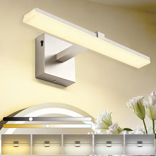 Vista 18 de Luz de tocador de baño negra de 32 pulgadas, LED moderna, 3CCT, regulable, 24 W, luminarias de baño sobre espejo 3000 K/4500 K/6000 K, 3