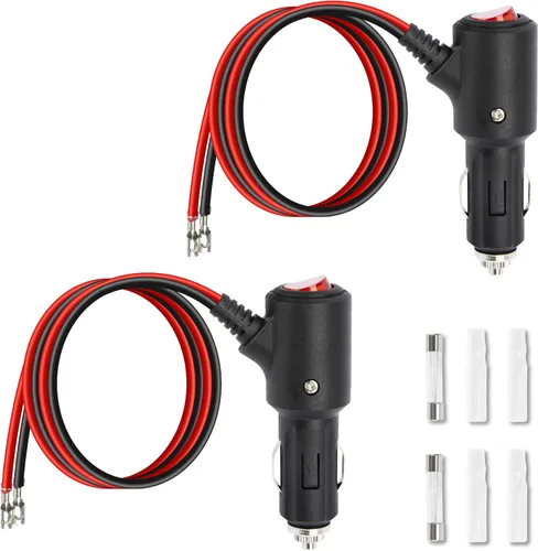 Vista 8 de Enchufe de encendedor de cigarrillos de 12 V con interruptor de encendido y apagado, 2 pies, 16 AWG, resistente, 15 A, repuesto para encendedor