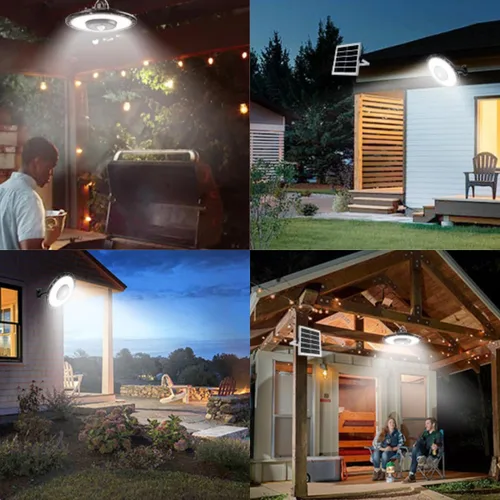 Vista 7 de Auzev Luces Solares para Interiores y Exteriores 3000LM Luz de Cobertizo con Energía Solar con Interruptor, Control Remoto, Temporizador, 3 CCT IP65