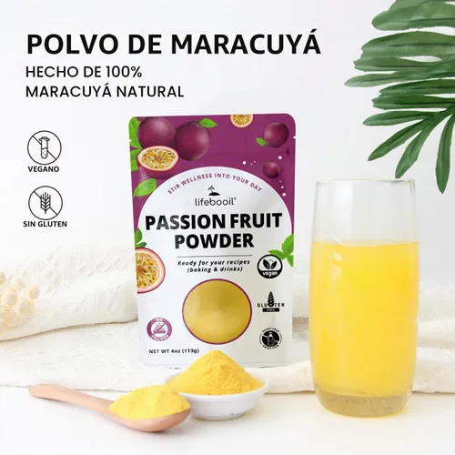 Vista 5 de Lifebooil - Polvo de maracuyá sin aditivos ni conservantes, 4 onzas