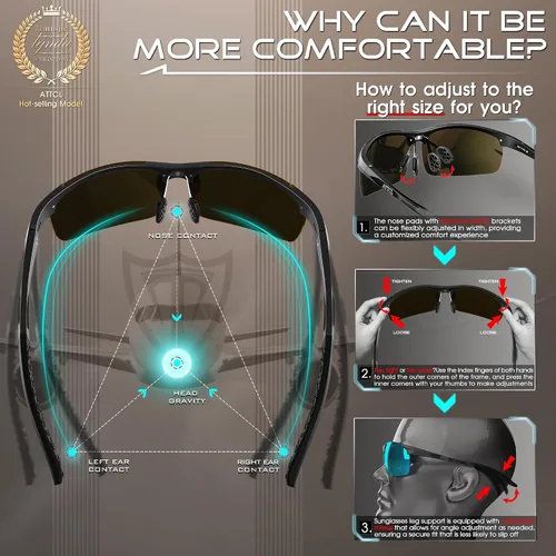 Vista 6 de ATTCL Gafas de sol polarizadas de conducción de moda para hombres - Marco ultraligero de metal Al-Mg