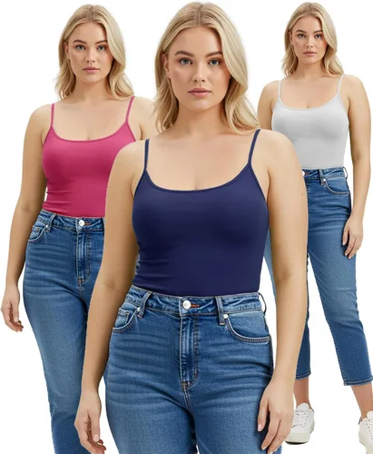 Vista 109 de Emmalise Camisola larga casual básica para mujer, con tirantes ajustables, top en capas