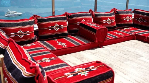 Vista 3 de arabicsofa Red Corner Floor Sofa Seating Set, U Shaped Set, Oriental Floor Seating, Floor Cushions, Living Room Sofa, Arabic Majlis,Floor Couch
