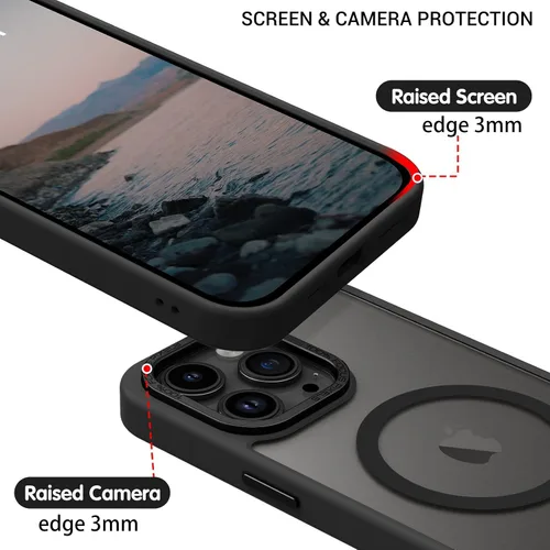 Vista 6 de BENTOBEN Funda magnética para iPhone 13 Pro Max, [Compatible con MagSafe] translúcida mate esmerilada, antihuellas, delgada, a prueba de golpes