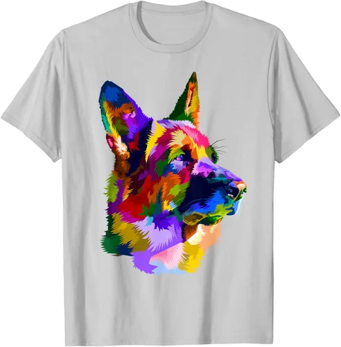 Vista 49 de Camiseta con retrato de pastor alemán para dueños de perros, Negro, S