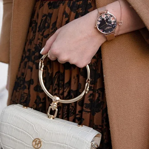 Vista 7 de VICTORIA HYDE Relojes de cuarzo para mujer, esfera floral con correa de malla de acero inoxidable, correa de cuero auténtico, impermeable, reloj