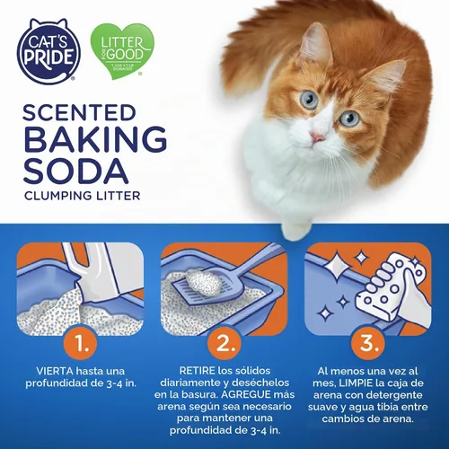 Vista 5 de Cat's Pride Arena aglutinante ligera: bicarbonato de sodio - Potente control de olores - perfumada, 10 libras Baking Soda