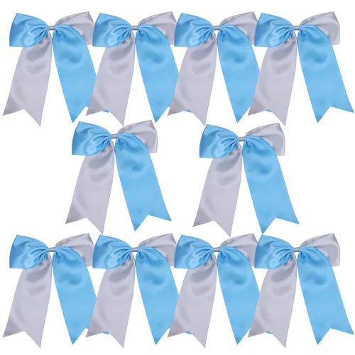 Vista 42 de Lazos de animadora jumbo de 8 pulgadas con diamantes de imitación brillantes para cola de caballo, lazos de porrista, 6 unidades, color negro