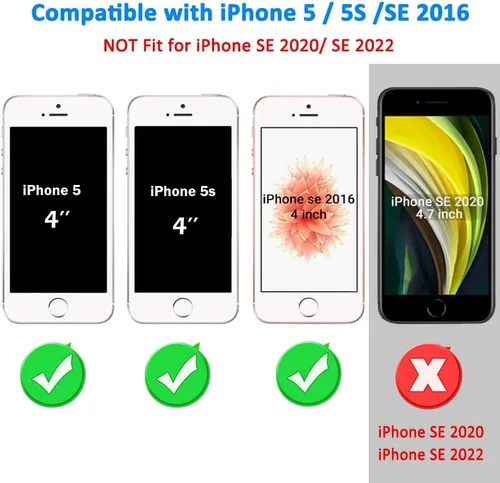 Vista 2 de Jelanry para iPhone 5/ 5S/ SE 1ª Generación (2016) Funda de uso rudo resistente a prueba de golpes de doble capa, carcasa protectora deportiva