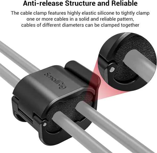 Vista 4 de SmallRig Abrazadera de cámara (4 piezas) para cable HDMI/SDI/Micrófono, Soporte de montaje de bloqueo de cable de cámara DSLR 0.079-0.276 in