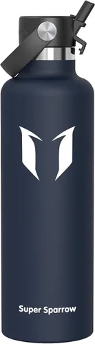 Vista 16 de Super Sparrow Botella de Agua Aislada - 17 Oz / 25 Oz / 34 Oz - Frasco FlipFlow de Boca Estándar - Libre de BPA, Botella a Prueba de Fugas