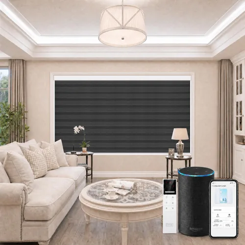 Vista 19 de TIPIACE Smart Motorized Zebra Shades con Alexa (negro)