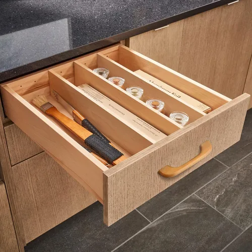 Vista 5 de Uenhoy 10 tiradores de madera natural para armarios y cajones de cocina, 5 pulgadas de largo, 3-3/4 pulgadas de espacio entre agujeros