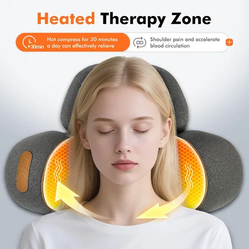 Vista 5 de 3-in-1 Rechargeable Neck Massager Pillow with Heating & Traction - Deep Tissue Pain Relief, Shoulder & Necks Hump Corrector for Women, Gift for