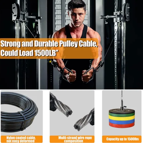 Vista 11 de Cable de polea para gimnasio en casa, cable de repuesto para máquina de cable de polea, longitud de la cuerda de alambre de 65.6/98.4 pies