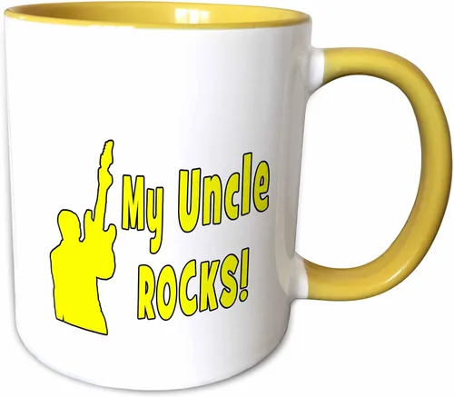 Vista 12 de 3dRose My Uncle Rocks - Taza de dos tonos con guitarra, color amarillo, 11 onzas, color negro