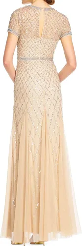 Vista 4 de Adrianna Papell Women's SS Grid Beaded Gown