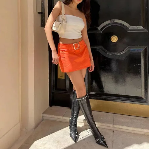 Vista 6 de Dsevht Botas altas hasta la rodilla negras de aguja para mujer, botas de tacón alto de moda con cremallera