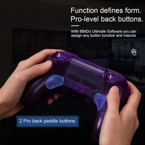 Vista 2 de AKNES 8BitDo Pro 2 - Controlador inalámbrico Bluetooth para Switch Switch OLED con 2 tapas de silicona Joycon con agarre para pulgar, gamepads