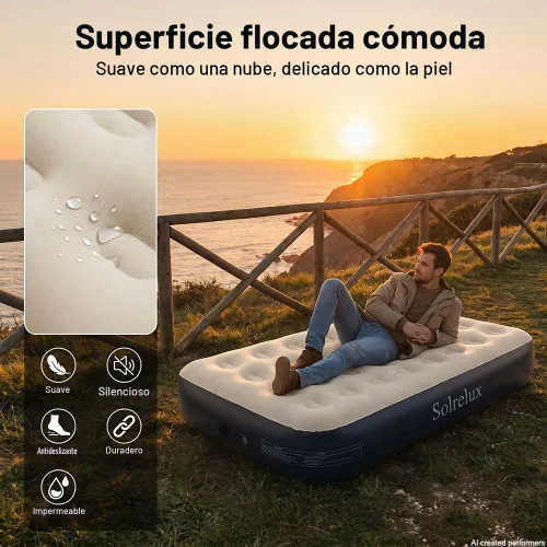 Vista 3 de Colchón de aire individual con bomba incorporada, colchón inflable rápido de 13 pulgadas elevado de 2 minutos, cama de aire plegable con bolsa