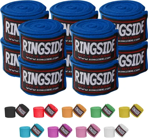 Vista 5 de Ringside Mexican Style Boxing Hand Wraps (Pairs) - 180" Semi-Elastic Cotton Blend Wrist Support with Thumb Loop for MMA, Muay Thai, Kickboxing
