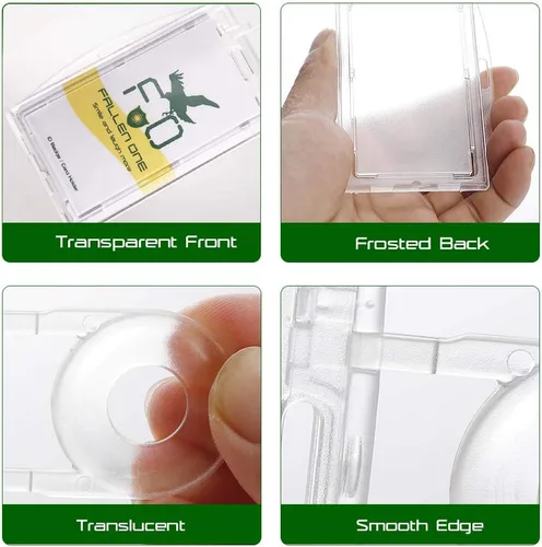 Vista 4 de Portatarjetas de identificación de plástico duro de doble uso horizontal y vertical con bloqueo transparente resistente para 3 tarjetas Fallen One