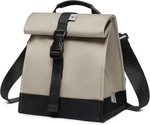 Vista 12 de Sunny Bird - Lonchera reutilizable para adultos, para hombres, mujeres, adolescentes, niños, lonchera grande aislada, bolsa de almuerzo para la Negro
