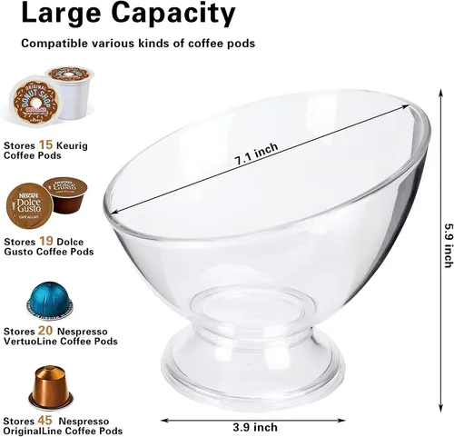 Vista 2 de MOLFUJ Soporte para cápsulas de café, plástico transparente para tazas K, soportes para cápsulas de café expreso para mostrador pequeño