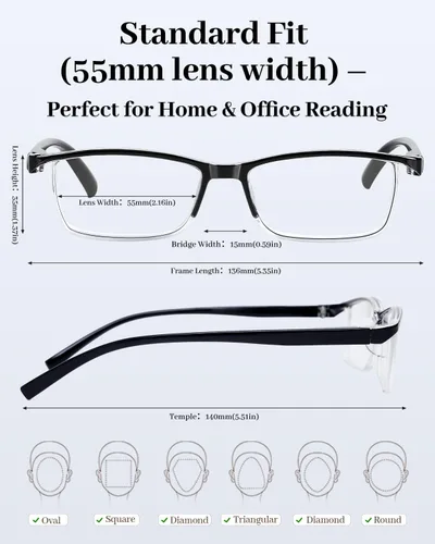 Vista 5 de LUFF Reading Glasses 4 Pack, TR90 Lightweight Blue Light Blocking Readers with Spring Hinges, Computer Reading for Men Women