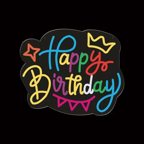Vista 7 de Letrero de neón de feliz cumpleaños, luces LED alimentadas por USB, decoración de pared para fiesta de cumpleaños con bonito diseño, fácil