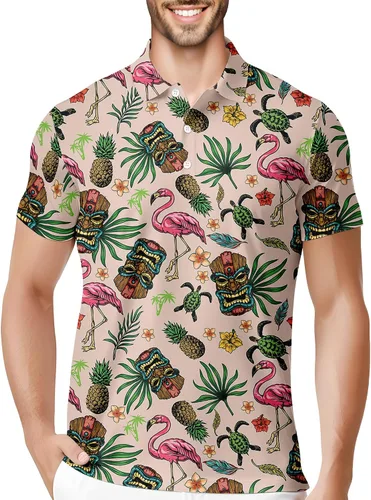 Vista 35 de HIVICHI Camisas de golf divertidas para hombre con patrón estampado loco colorido y novedad de alto rendimiento que absorbe la humedad, camisa tipo