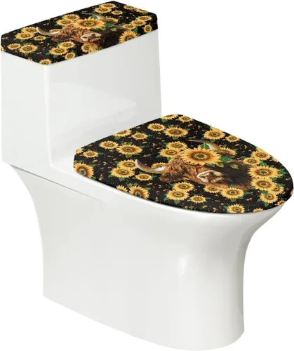 Vista 39 de Juego de decoración de baño de 2 piezas con diseño de muñeco de nieve de Navidad, cubierta de tanque para asiento de inodoro