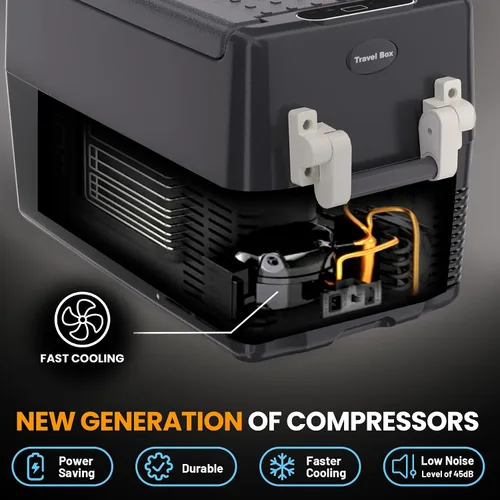 Vista 3 de TROPOW Refrigerador de 12 voltios, enfriador eléctrico portátil de 32QT (30L), congelador portátil de 12V/24V DC 110-240V AC, refrigerador de 12V
