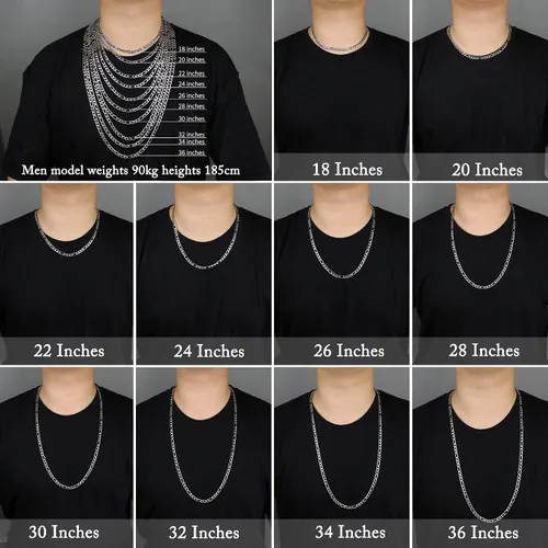 Vista 5 de Figaro - Collar de cadena de acero inoxidable chapado en oro real joyería para hombres y mujeres