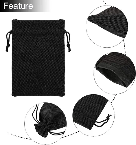 Vista 3 de 50 bolsas de regalo de arpillera con cordón de 2.7 x 3.5 pulgadas, bolsas de yute para joyas, bolsas de lino, Halloween, bodas, fiestas, bolsas