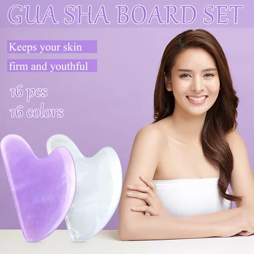 Vista 7 de Sherr 16 herramientas faciales Gua Sha Stone Gua Sha, herramientas de masaje facial, masajeador facial para cuerpo, spa, acupuntura, aliviar