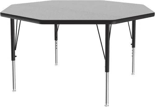 Vista 60 de Correll Mesa rectangular de actividades para el aula de 24 x 48 pulgadas, altura ajustable (19 a 29 pulgadas), parte superior de granito gris, borde