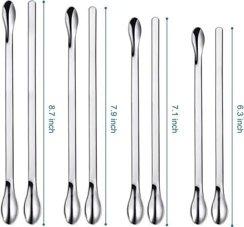 Vista 8 de Juego de 25 espátulas de laboratorio de acero inoxidable, juego de microcucharas, pequeña espátula de mezcla de laboratorio con pinzas, cuchara