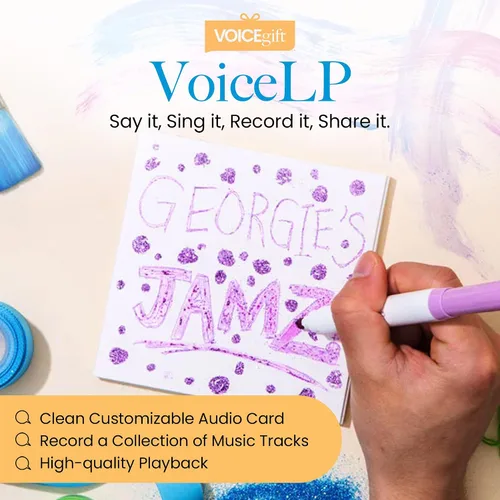 Vista 2 de VoiceGift VoiceLP - Reproductor de audio y música digital MP3 y WAV, color blanco Tarjeta de felicitación de reproducción de audio para mixtapes