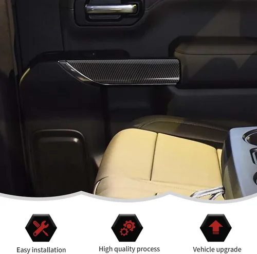 Vista 6 de RT-TCZ Cubierta de panel de manija interior de fibra de carbono, accesorios interiores para Chevrolet Silverado 2019-2022, para GMC Sierra 2019-2022