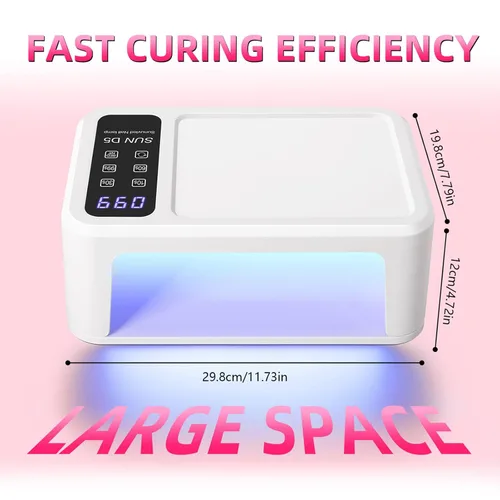 Vista 8 de Luz UV para uñas de gel, lámpara de uñas LED UV de 120 W con 140 cuentas, secador de uñas profesional de secado rápido, diseño de dos manos, cuidado