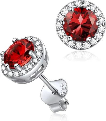 Vista 30 de ChicSilver Aretes de piedra natal para mujer de plata de ley 925