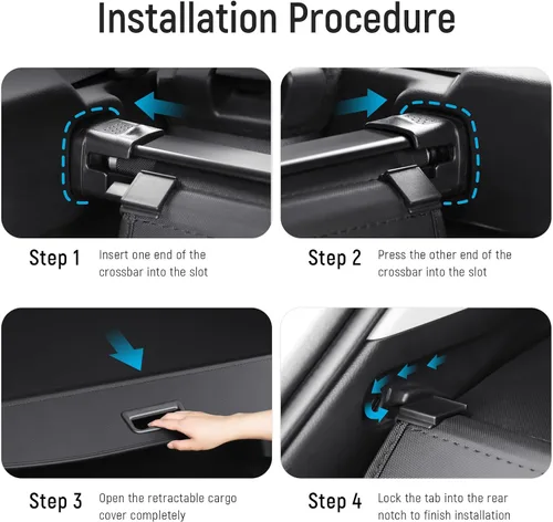 Vista 6 de Cubierta de carga compatible con Toyota RAV4 2018 2017 2016 2015 2014 2013, accesorios de lona de textura retráctil, cubierta de maletero, protector