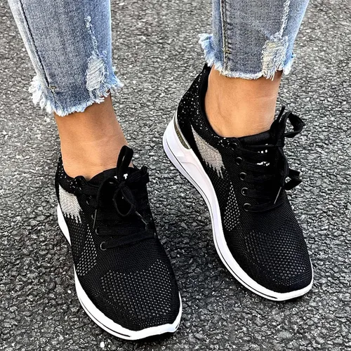 Vista 4 de MLAGJSS Zapatos de senderismo para mujer, zapatos de cuña para mujer, zapatos de lentejuelas para mujer, zapatos deportivos de moda para niñas