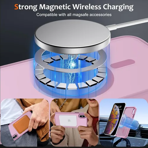 Vista 926 de Anuck - Funda magnética para iPhone 11 compatible con MagSafe, carcasa trasera mate translúcida dura, borde de TPU, delgada, resistente a impactos