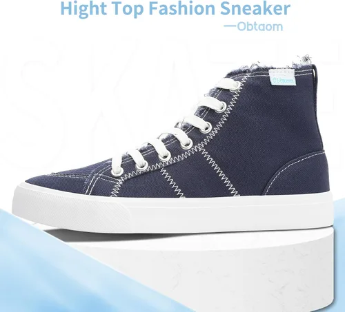 Vista 61 de Obtaom Zapatos de lona de alta calidad para mujer/hombre para jugar a media pantorrilla, zapatillas de deporte de moda casuales con cordones de alta