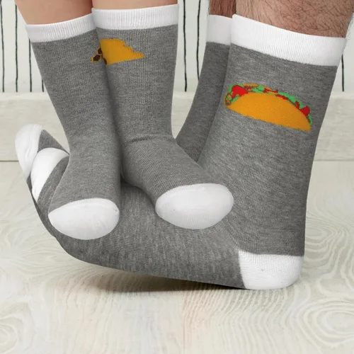 Vista 7 de Jiuguva Juego de 4 pares de calcetines a juego para papá y bebé, trajes a juego para papá e hijo, regalos de Navidad, regalos para papá por primera